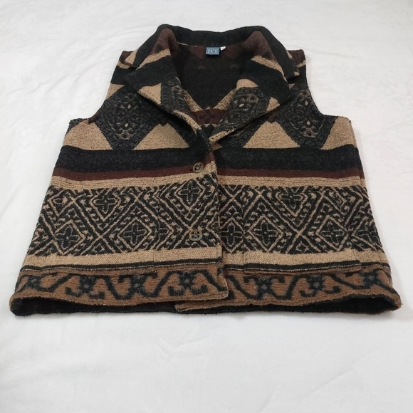 IVY WOMEN'S WESTERN WOOL BLEND BUTTON FRONT VEST SIZE LARGE - Picture 2 of 9